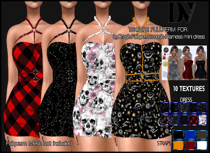 DV-byCrash Full perm mesh-Harness mini dress - TEXTURES