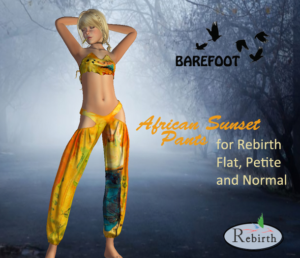 African sunset harem pants for Rebirth