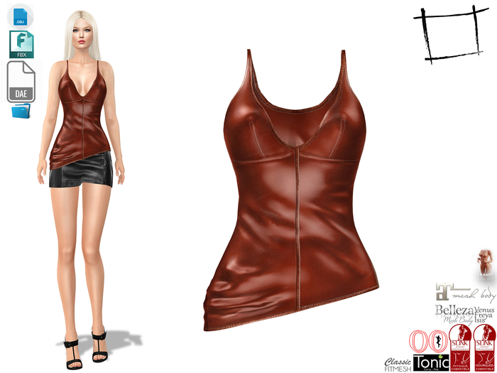 Dae Obj FBX For Asymmetric Leather Top Slink, Maitreya, Belleza, Tonic, Legacy, Ocacin Standard