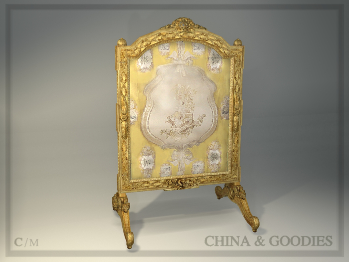 Firepace Screen "Gamaches" / yellow silk -C&G-