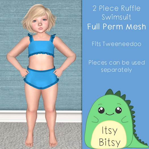 Itsy Bitsy Tweeneedoo 2 Piece Ruffle Swimsuit Full Perm Mesh