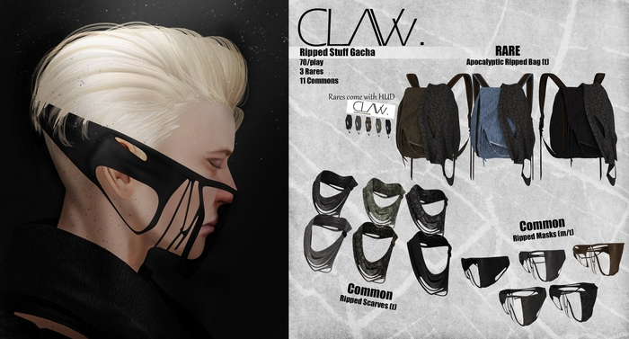 C L A Vv. Ripped Mask Dark Knitted