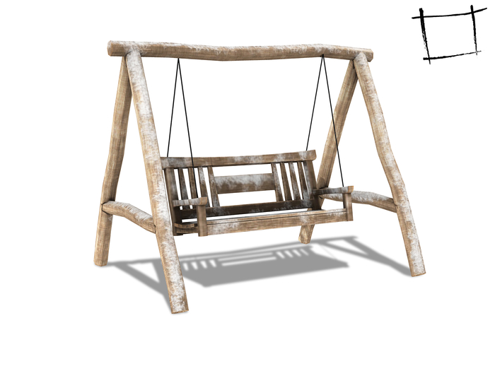 Full Perm Mesh Snow Covered Rustic Weathered Wooden Lounge Garden Swing