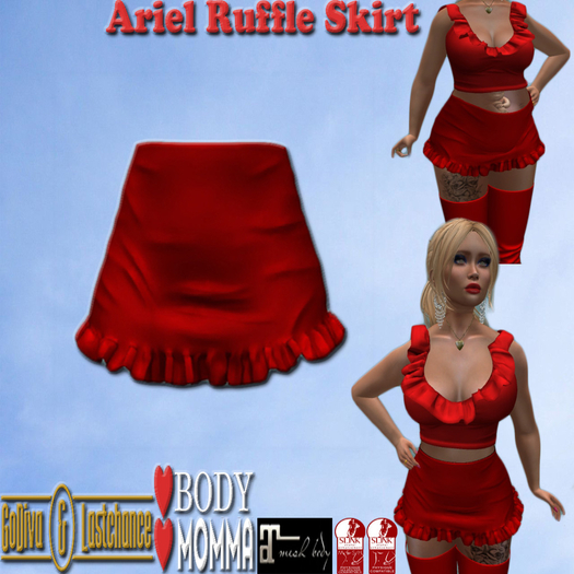ARIEL RUFFLE SKIRT RED LOVE MOMMA LOVE BODY SLINK LARA