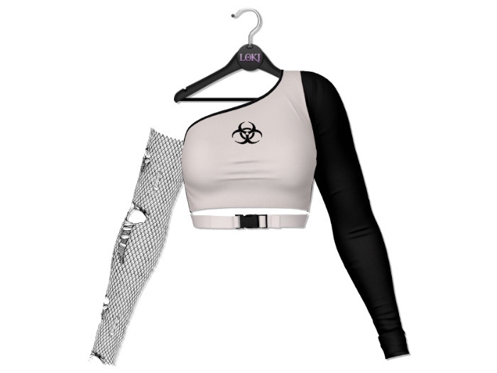 Loki - Heather Split Color Top - White