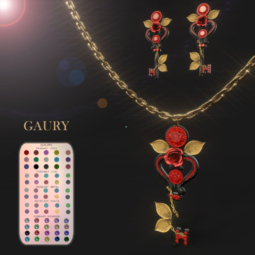 GAURY Rose Key Necklace & Earrings Megapack{Add Me}