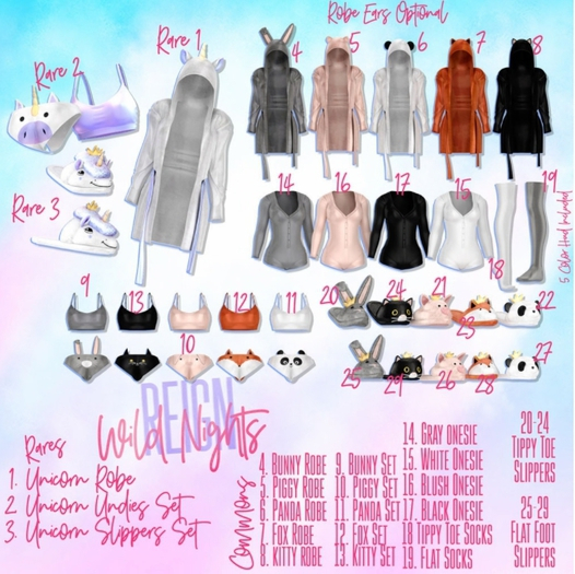 REIGN.- UNICORN SLIPPERS SET- #3 RARE
