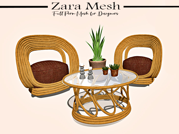 Zara Mesh - Furniture - Rattan Set - FULL PERM MESH