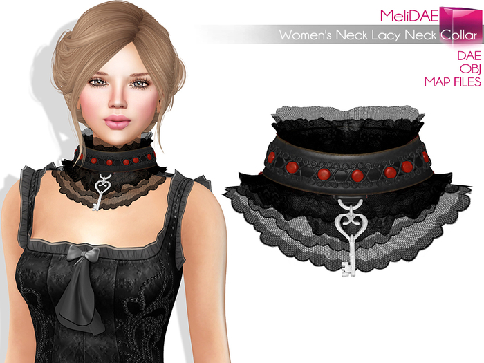 Dae, Obj, FBX, And Texture Files Women's Neck Lacy Neck Collar - None Rigged