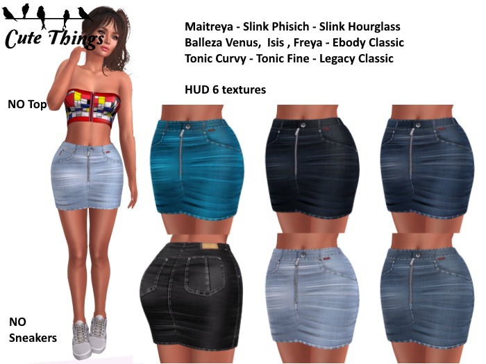 [CT] Mini Jeans Skirt - Hud 6 colors - Maitreya - Belleza - Legacy - Tonic - Slink - Ebody DEMO