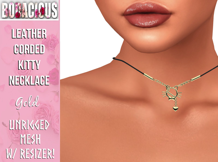 [:B:] Leather Cat Necklace Gold  *ADD ME*