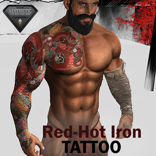 TATTOO- RED-HOT IRON - RED DRAGON RIGHT FULL