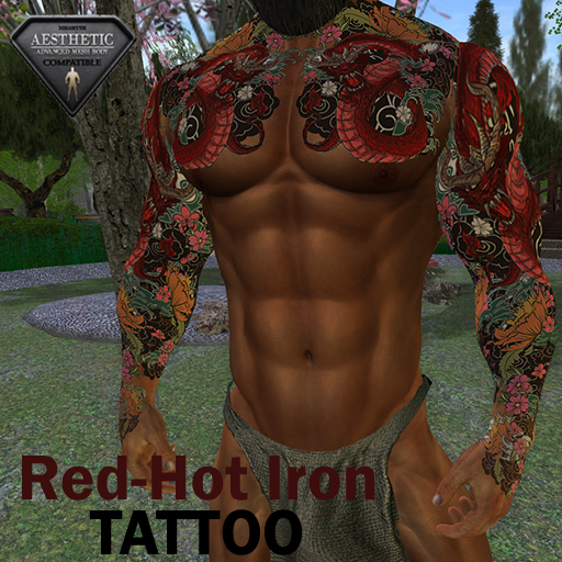 TATTOO - RED-HOT IRON - RED DRAGON L + R FULL