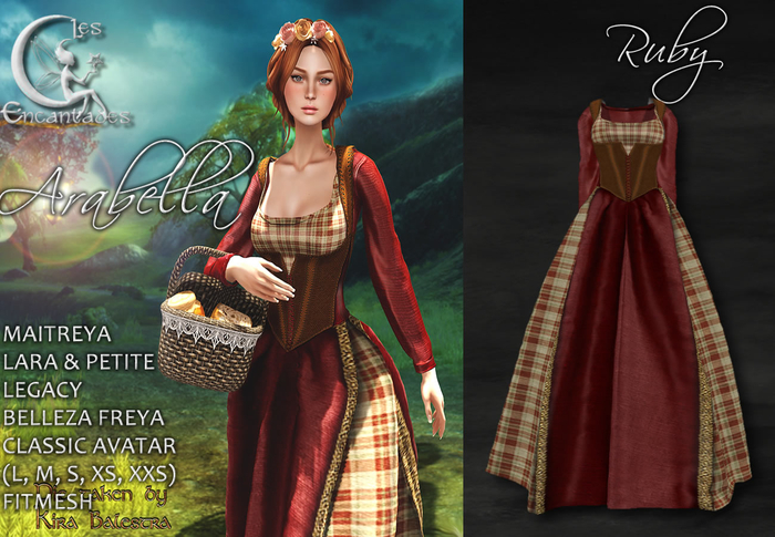 *LE* Arabella Ruby - Medieval mesh gown