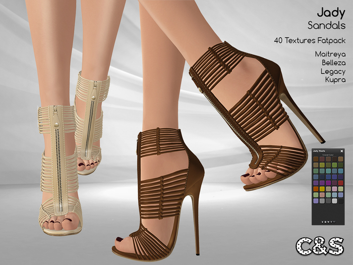 C&S Jady Heels for Maitreya Lara, Slink Hourglass, Belleza, Legacy and Kupra. 40 Text.