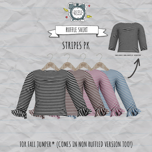 .{Recess}. - Ruffle Sleeve Shirt [stripe]