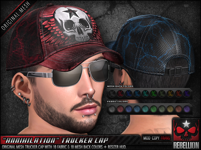 = REBELLION = "ANNIHILATION" TRUCKER CAP