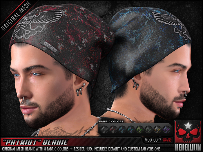 = REBELLION = "PATRIOT" BEANIE - DEMO