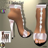 WHITE SATIN STILETTO WITH BLACK HOSIERY PERFECT FEET