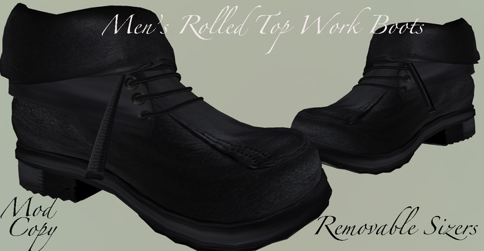 Mens Work Boot Rolled Top Black Sizers