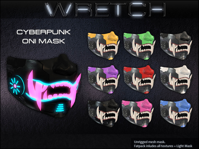 :: Wretch :: Cyberpunk Oni Mask Blue