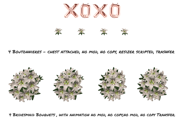 XOXO Wedding Flowers  complete set Lily Beige "Fairytale set"