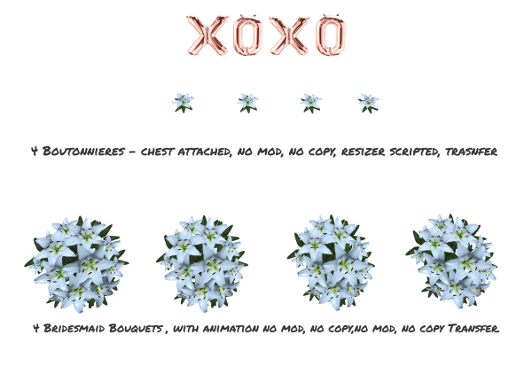 XOXO Wedding Flowers complete set Lily L. Blue "Fairytale set"