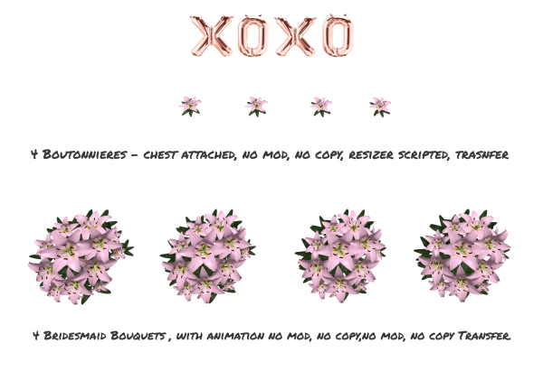 XOXO Wedding Flowers complete set Lily Pink "Fairytale set"