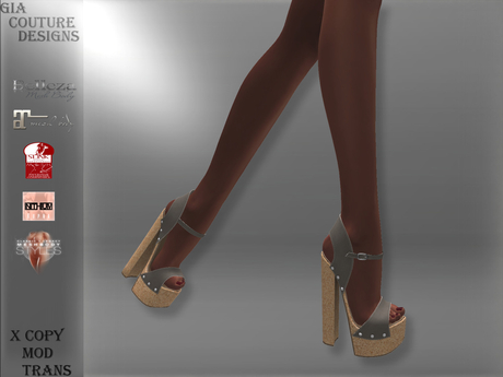 Second Life Marketplace - "GCD" Kenda Cork Heels Nude