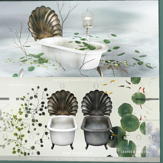 2) {anc} bathtime / bathtub (sea) 7Li RARE