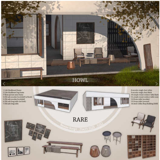 Second Life Marketplace - Howl - Arch Coffee Shop COMPLETE SET WITH RARE