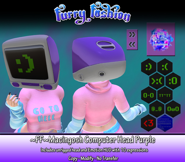~FF~ Macingosh Computer - Head - Purple (wear me!)
