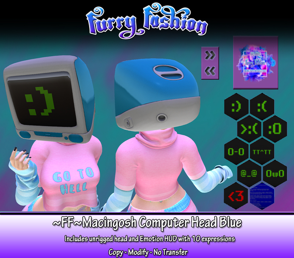 ~FF~ Macingosh Computer - Head - Blue (wear me!)