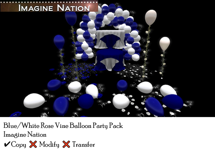 Blue/White Rose Vine Balloon Party Pack
