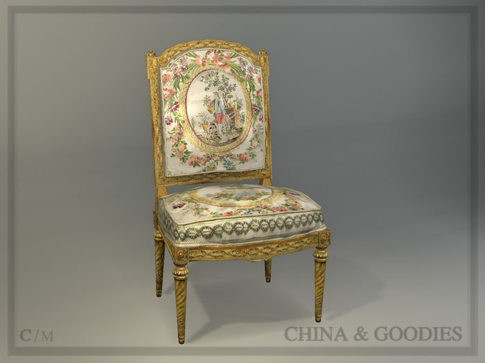 Chaise "Gamaches" / Floral Taffeta -C&G-