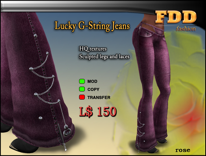 FDD ~ Lucky G-String Jeans Pink