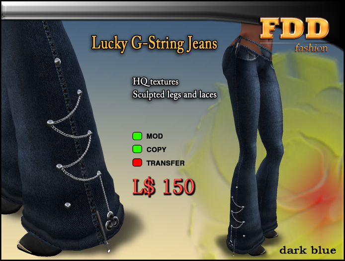 FDD ~ Lucky G-String Jeans Dark Blue