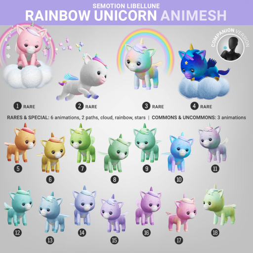 SEmotion Libellune Rainbow Unicorn Animesh #4 RARE