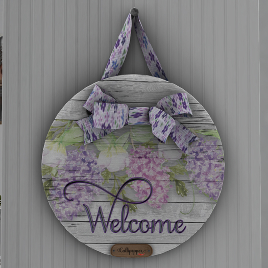 Callipepper Round Light Lilac Purple Welcome sign