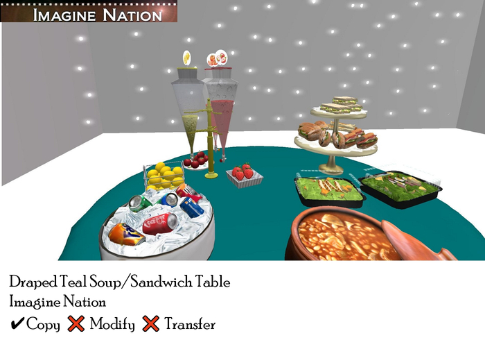 Draped Teal Cloth Soup/Sandwich Table