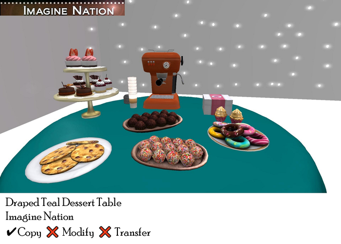 Draped Teal Cloth Dessert Table