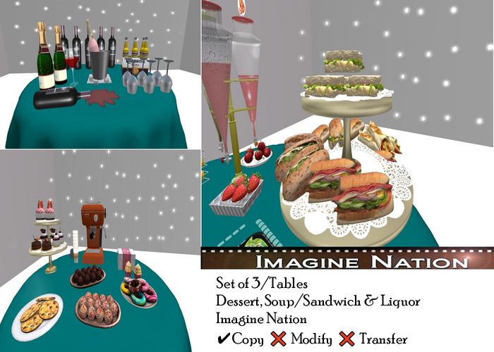 Draped Teal Cloth set/3 Tables