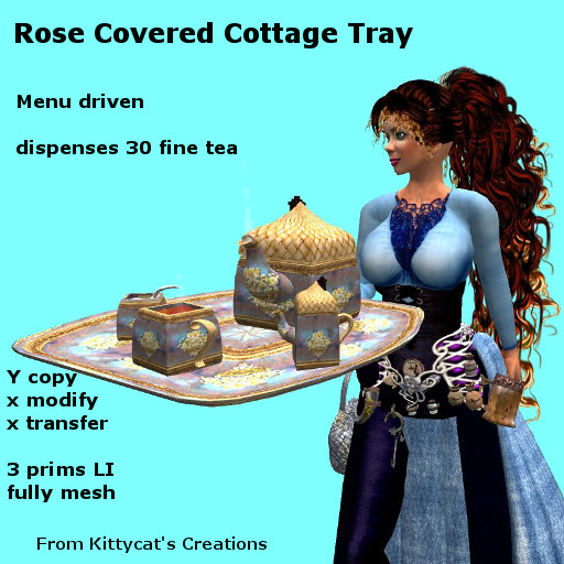 Rose Covered Cottage Tray 