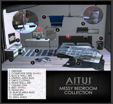 Second Life Marketplace - AITUI - Messy Bedroom - White Wall Art