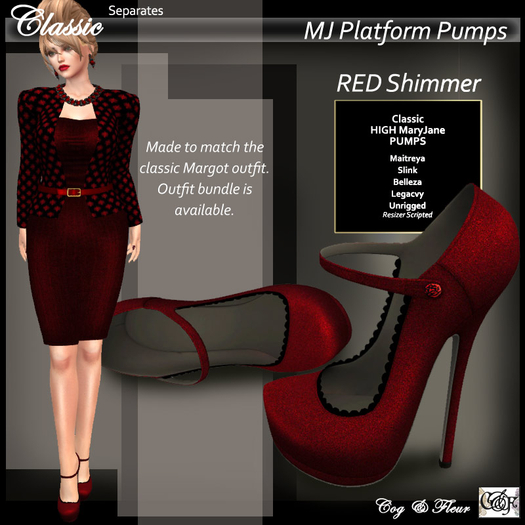 Second Life Marketplace - C&F Margot Platform MaryJanes - DK Red ...