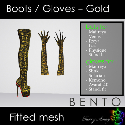 Furry Andy - Boots High - Gloves bento ( Gold )
