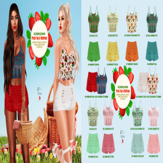 #14 BQ::Picnic Top:: Pink Cherries (wear to unpack)