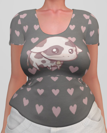 ~Bun in the Oven~Sweet Baby Cow Tee  -Grey [ADD OR REZ]