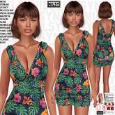 DRAPED TROPICAL PRINT DRESS,ALL BODIES