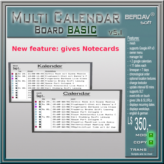 [BERDAVsoft calendar board  5.11 basic] for google calendar